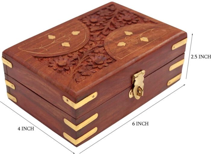 Handcrafted Wood Jewellery Box For Women To store make up beauty products Vanity Box  (Brown) - Image 5