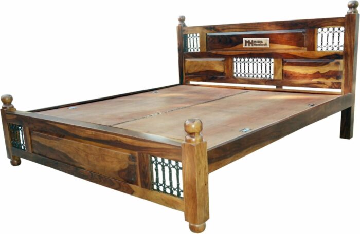 Meera Handicraft Solid Sheesham Wood Queen Size Bed - Image 2