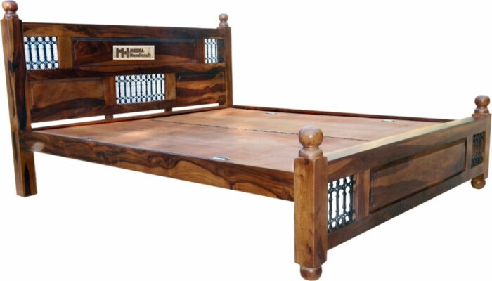 Meera Handicraft Solid Sheesham Wood Queen Size Bed - Image 4