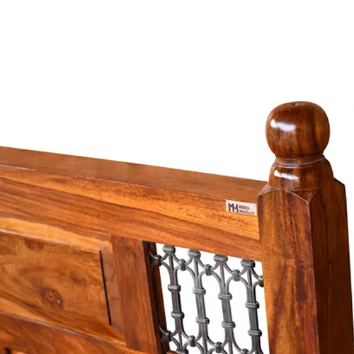 Solid Sheesham Wood Queen Size Bed - Image 2