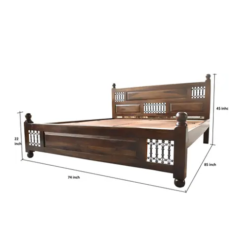 Solid Sheesham Wood King Size Bed - Image 2