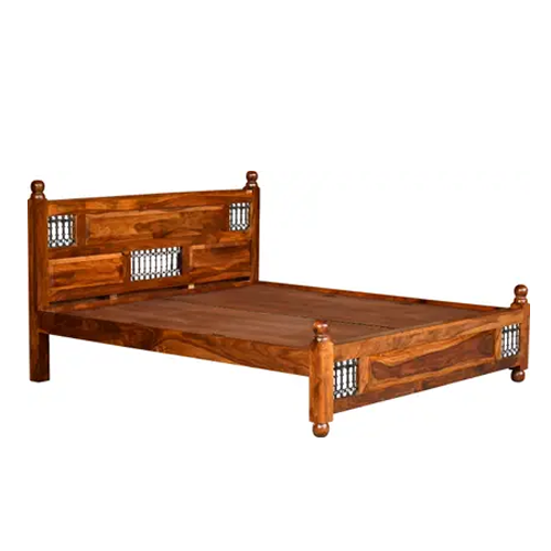 Solid Sheesham Wood Queen Size Bed - Image 3