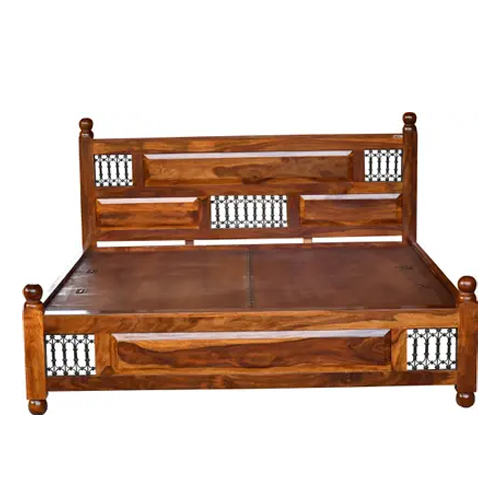 Solid Sheesham Wood Queen Size Bed - Image 5