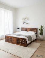 SHEESHAM WOOD kingsize COT WITH MANUAL STORAGE