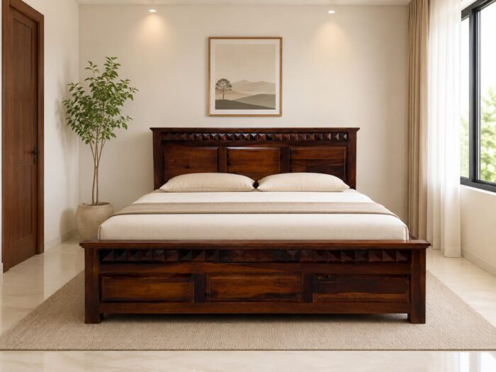 MEERAHANDICRAFT SHEESHAM SOLID WOOD KING SIZE WITHOUT STORAGE - Image 1