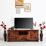 MEERAHANDICRAFT SHEESHAM WOOD BARFI DESIGNED TV UNIT