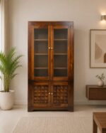 MEERAHANDICRAFT SHEESHAM WOOD DIAMOND SHAPE DESIGNED BOOKSELF