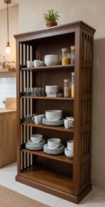 MEERAHANDICRAFT SHEESHAM WOOD WITHOUT DOOR BOOKSELF