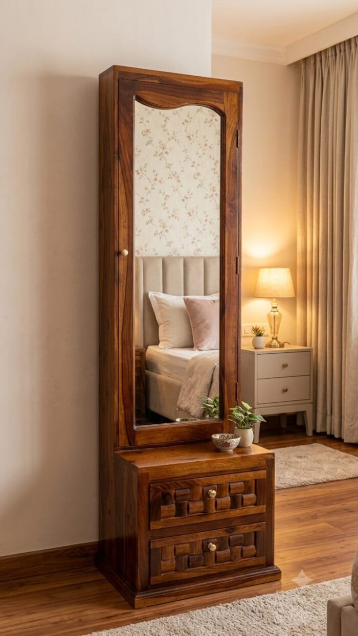 MEERAHANDICRAFT SHEESHAM WOOD NIWAR DESIGNED DRESSING TABLE - Image 1