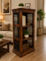 MEERAHANDICRAFT SHEESHAM WOOD IRON ROD BOOKSELF 4X2 FEET