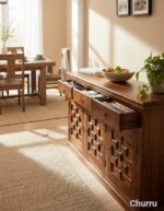 MEERAHANDICRAFT SHEESHAM WOOD NIWAR DESIGNED SIDEBOARD