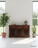 MEERAHANDICRAFT SHEESHAM WOOD CNC DESIGNED SIDEBOARD