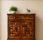 MEERAHANDICRAFT SHEESHAM WOOD BLOCKED-PANNEL CABINET/ SHOERACK