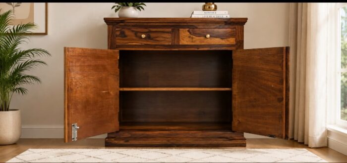 MEERAHANDICRAFT SHEESHAM WOOD CERMAIC TILE CABINET OR SHOERACK - Image 2
