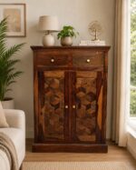 MEERAHANDICRAFT SHEESHAM WOOD 3D OPTIC DIAMOND LOOK SHOERACK
