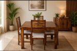 MEERAHANDICRAFT SHEESHAM WOOD PLAIN DINNING TABLE WITH 4 SEATER