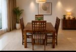 MEERAHANDICRAFT SHEESHAM WOOD PLAIN DINNING TABLE WITH SQUARE DESIGNED CHAIR