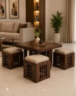 MEERAHANDICRAFT CENTER /COFFEE TABLE WITH 4 STOOL