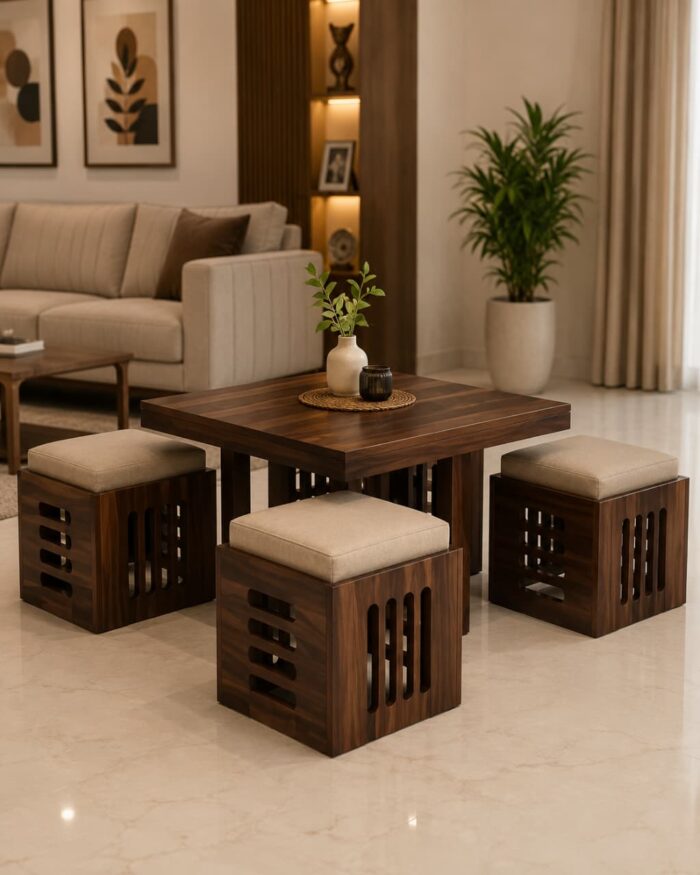 WhatsApp Image 2026-08-14 at 10.04.18 PM MEERAHANDICRAFT CENTER /COFFEE TABLE WITH 4 STOOL - Image 1