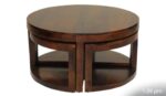 MEERAHANDICRAFT CIRCLE SHAPE OF CENTER /COFFE TABLE WITH FOUR TRIANGLE DESIGNED STOOL - Image 2