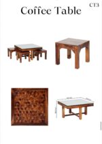 MEERAHANDICRAFT SHEESHAM WOOD 3D DESIGNED SQUARE TABLE WITH 4 STOOL - Image 2