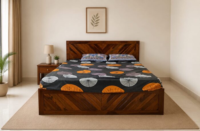 WhatsApp Image 2026-07-31 at 12.17.53 PM MEERAHANDICRAFT SHESSHAM SOLID WOOD V SHAPE DESIGNED KING SIZE COT WITHOUT STORAGE - Image 1
