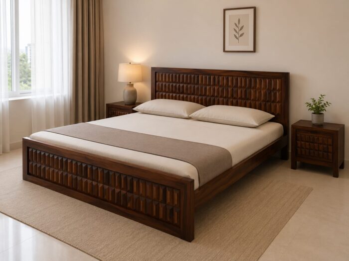 MEERA HANDICRAFT SHEESHAM SOILD WOOD NIWAR-BARFI DESIGN COT WITHOUT STORAGE - Image 2