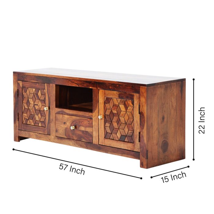 MEERHANDICRAFT SOLID WOOD SHEESHAM TV UNIT - Image 2