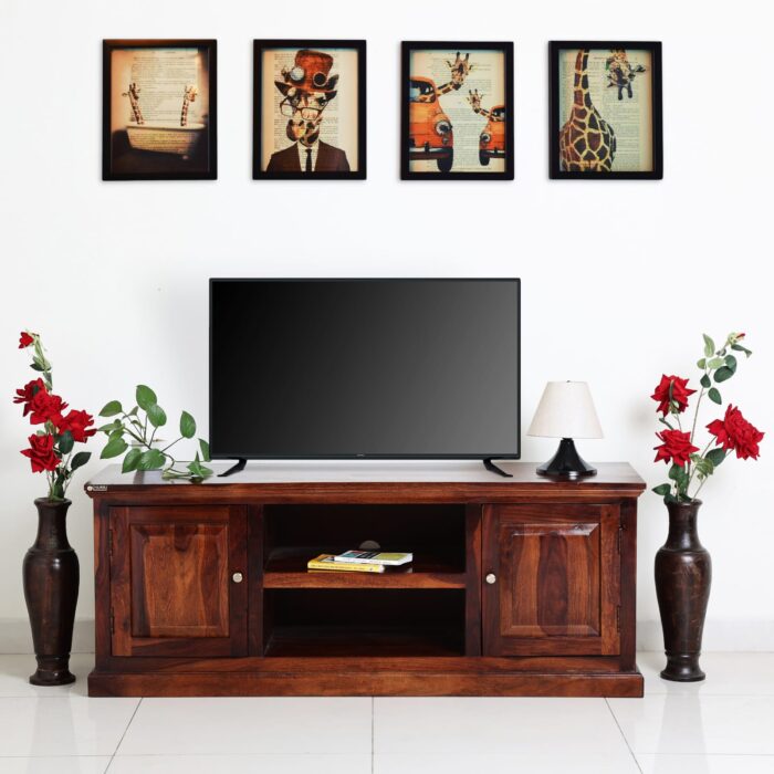 MEERAHANDICRAFT SHEESHAM SOLID WOOD PANNEL TV UNIT - Image 1