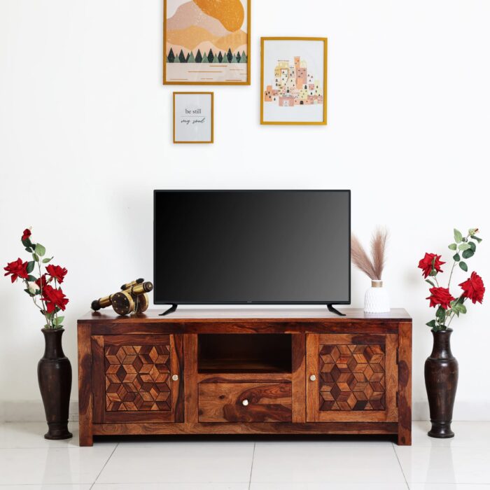WhatsApp Image 2026-08-02 at 9.11.06 PM MEERAHANDICRAFT SHEESHAM WOOD BARFI DESIGNED TV UNIT - Image 1