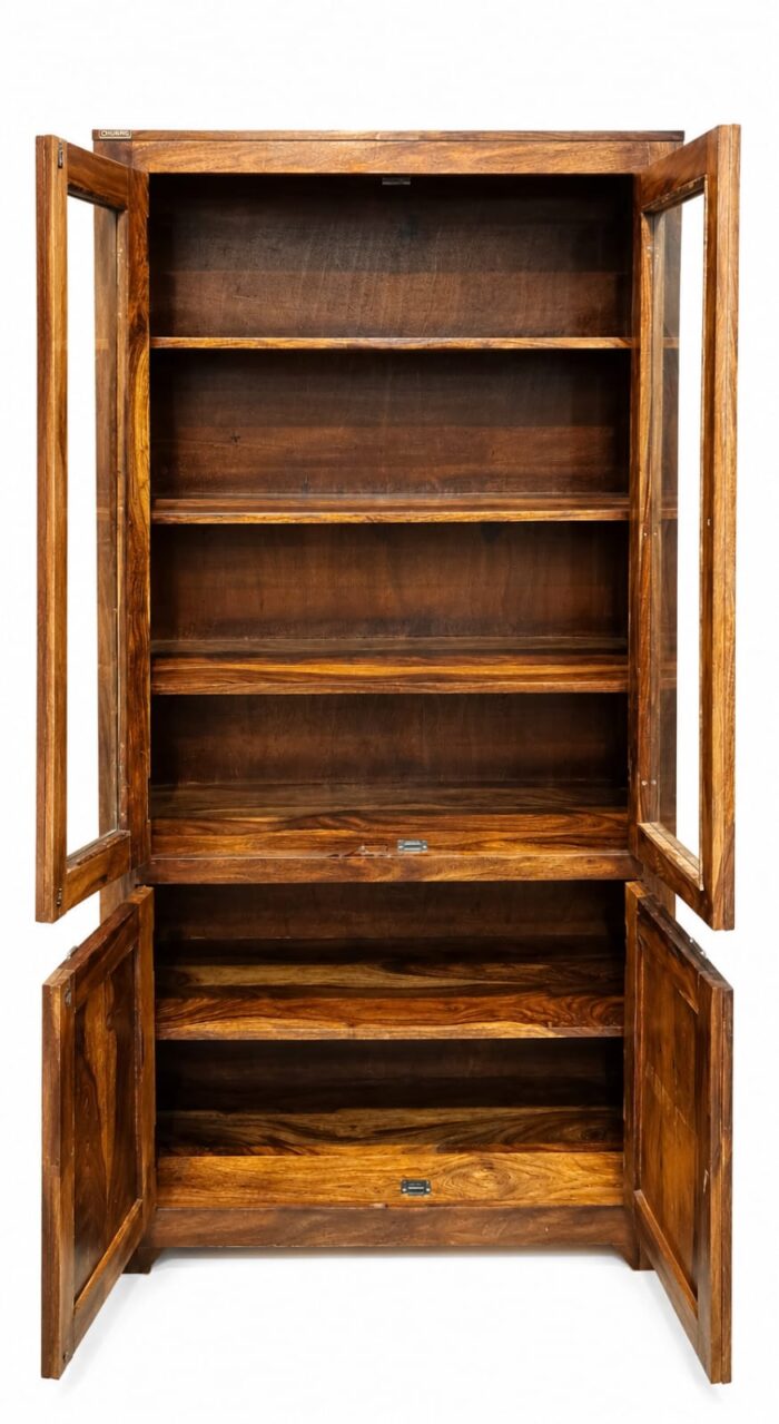 MEERAHANDICRAFT SHEESHAM WOOD WITH GLASS DOOR BOOKSELF - Image 2
