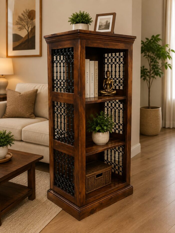 WhatsApp Image 2026-08-08 at 4.54.44 PM MEERAHANDICRAFT SHEESHAM WOOD IRON ROD BOOKSELF 4X2 FEET - Image 1