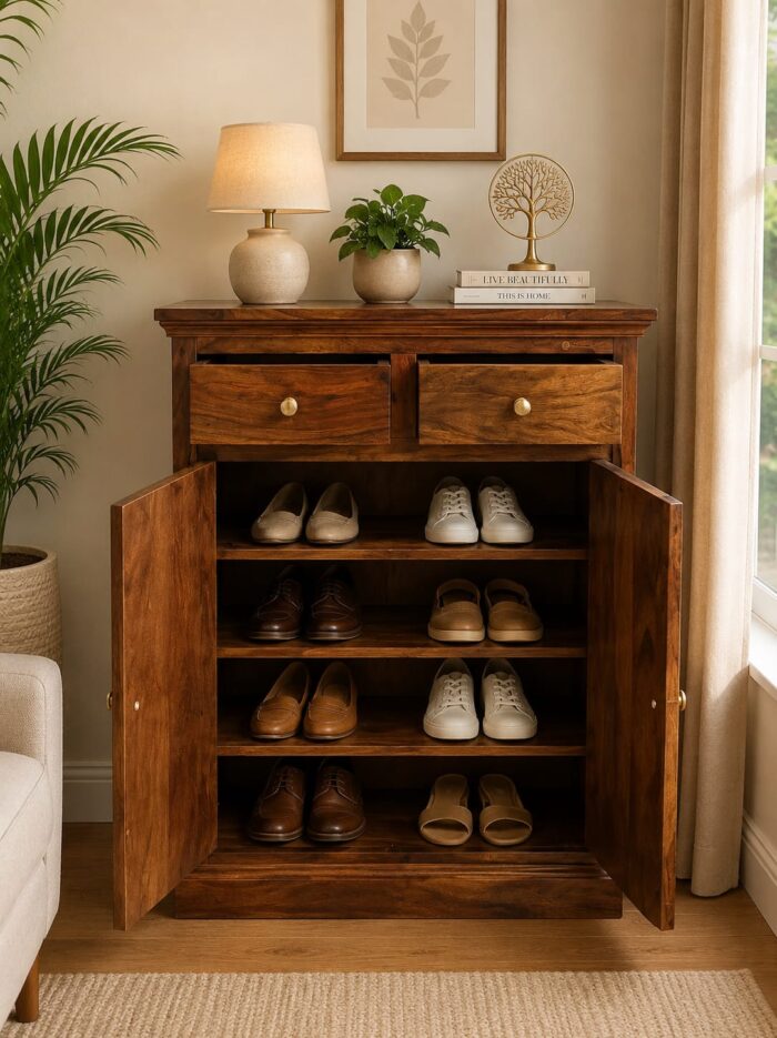 MEERAHANDICRAFT SHEESHAM WOOD DIAMOND DESIGNED SHOERACK - Image 2