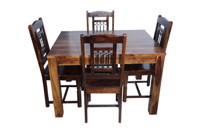 MEERA HANDICRAFT SHEESHAMWOOD PLAIN DINNING TABLE WITH4 SEATER - Image 2