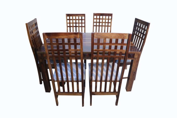 MEERAHANDICRAFT SHEESHAM WOOD PLAIN DINNING TABLE WITH 6 CHAIR - Image 2