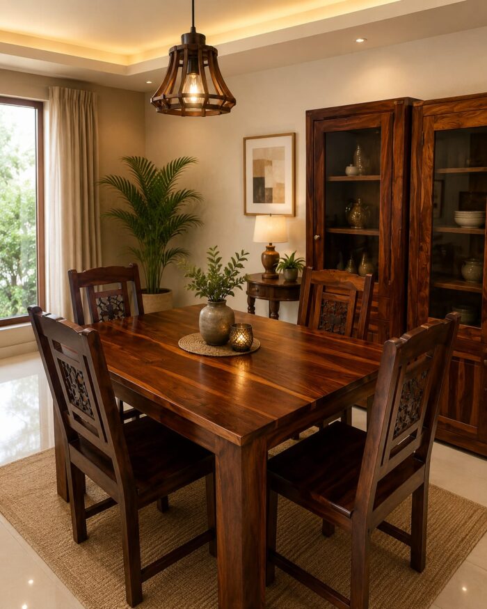 WhatsApp Image 2026-08-12 at 2.01.16 PM MEERA HANDICRAFT SHEESHAMWOOD PLAIN DINNING TABLE WITH4 SEATER - Image 1