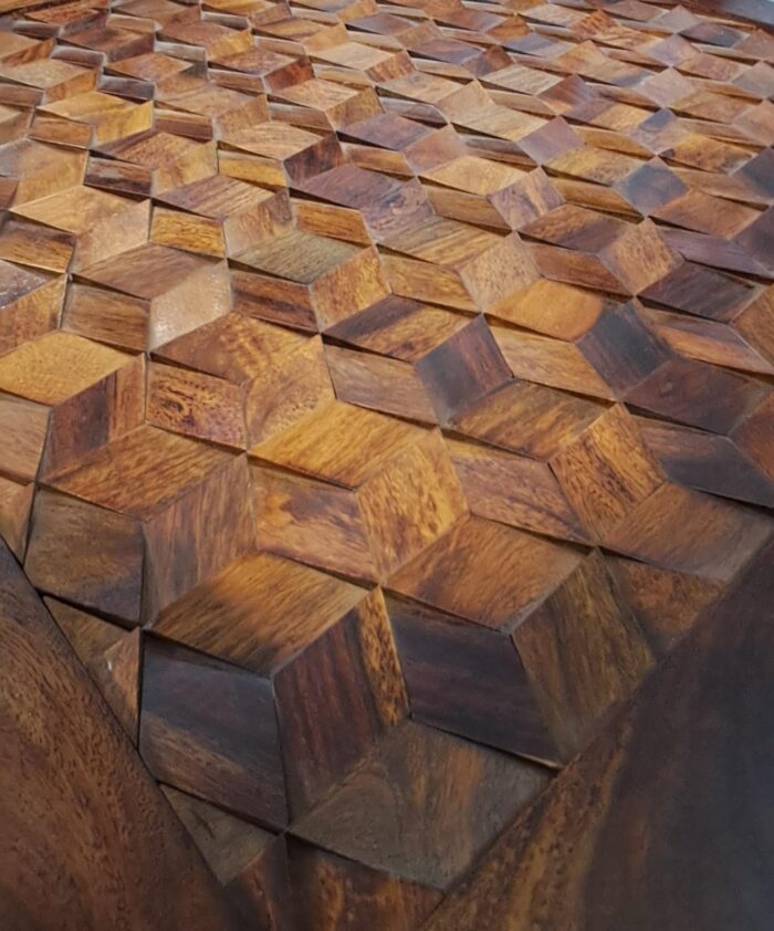 MEERAHANDICRAFT SHEESHAM WOOD 3D DESIGNED SQUARE TABLE WITH 4 STOOL - Image 3
