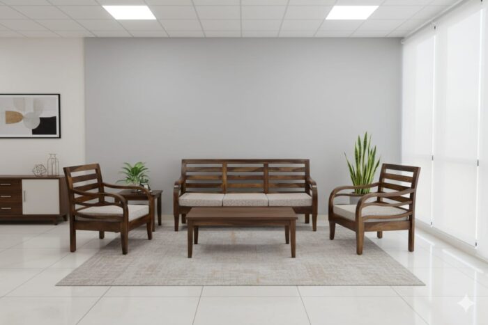 MEERAHANDICRAFT SHEESHAMWOOD 3+1+1 SOFA SET - Image 3