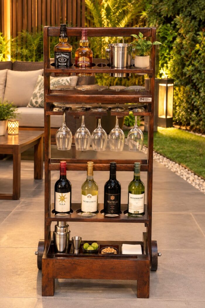 WhatsApp Image 2026-09-22 at 5.08.10 PM MEERAHANDICRAFT SHEESHAM WOOD BAR TROLLEY - Image 1