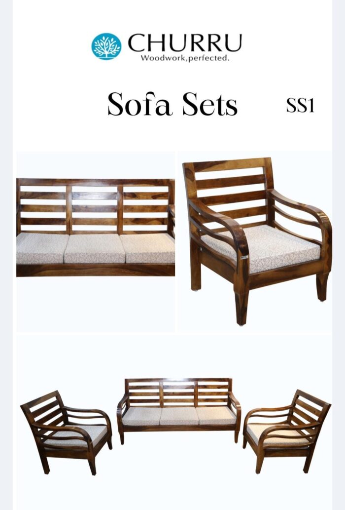 MEERAHANDICRAFT SHEESHAMWOOD 3+1+1 SOFA SET - Image 2